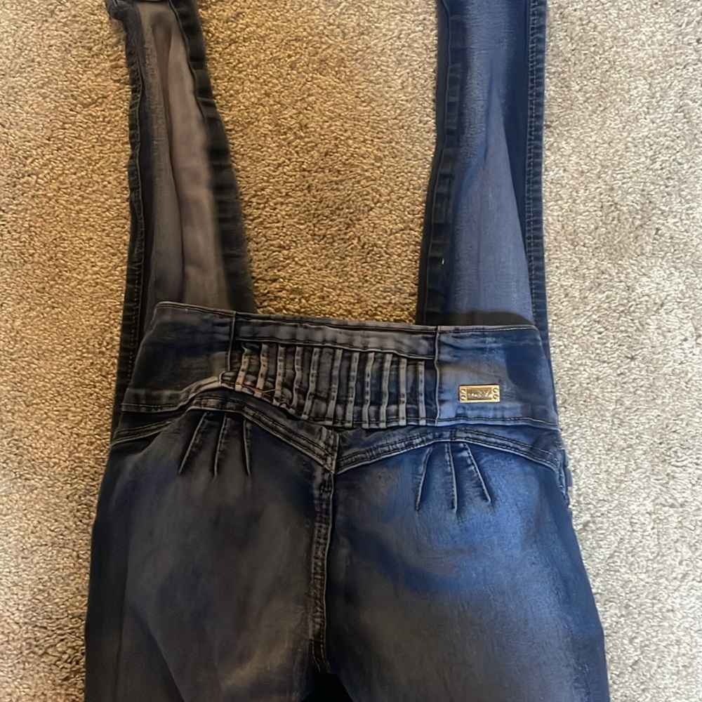Up River blue chambray wash skinny jeans details booty ridges size 7 - Picture 6 of 16